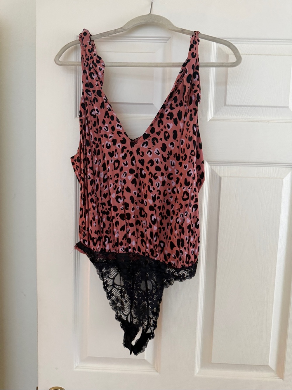 Free People Pink Leopard Bodysuit